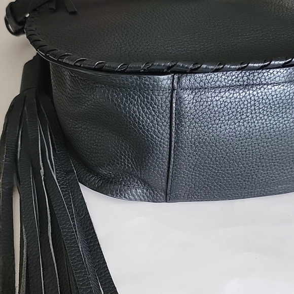 ALLSAINTS MORI BLACK PEBBLED LEATHER TOP HANDLE CROSSBODY/SHOULDER BAG - Picture 8 of 16